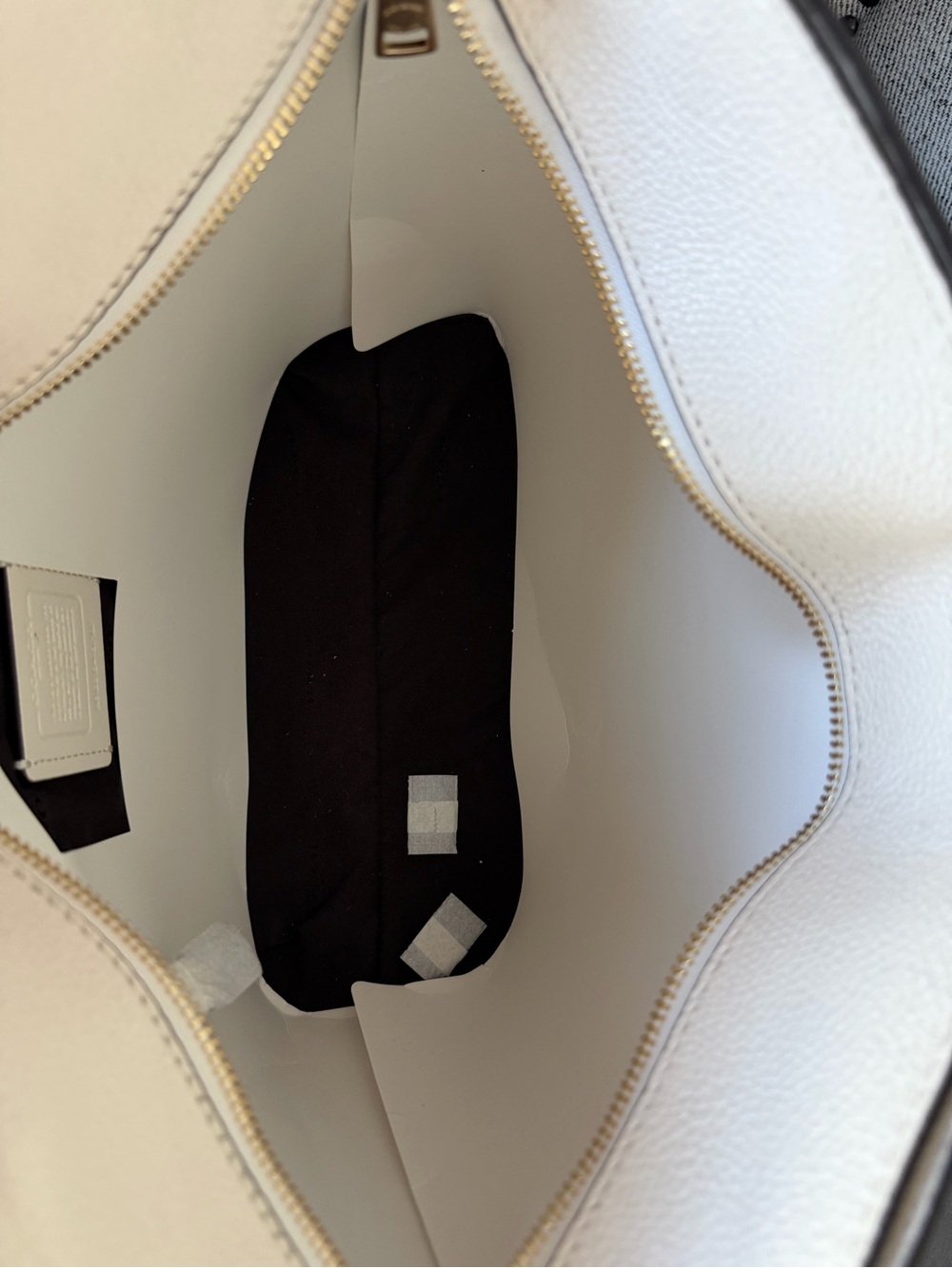 Coach White Pebble Leather Tote with Gold Chain Handles - Picture 4 of 11
